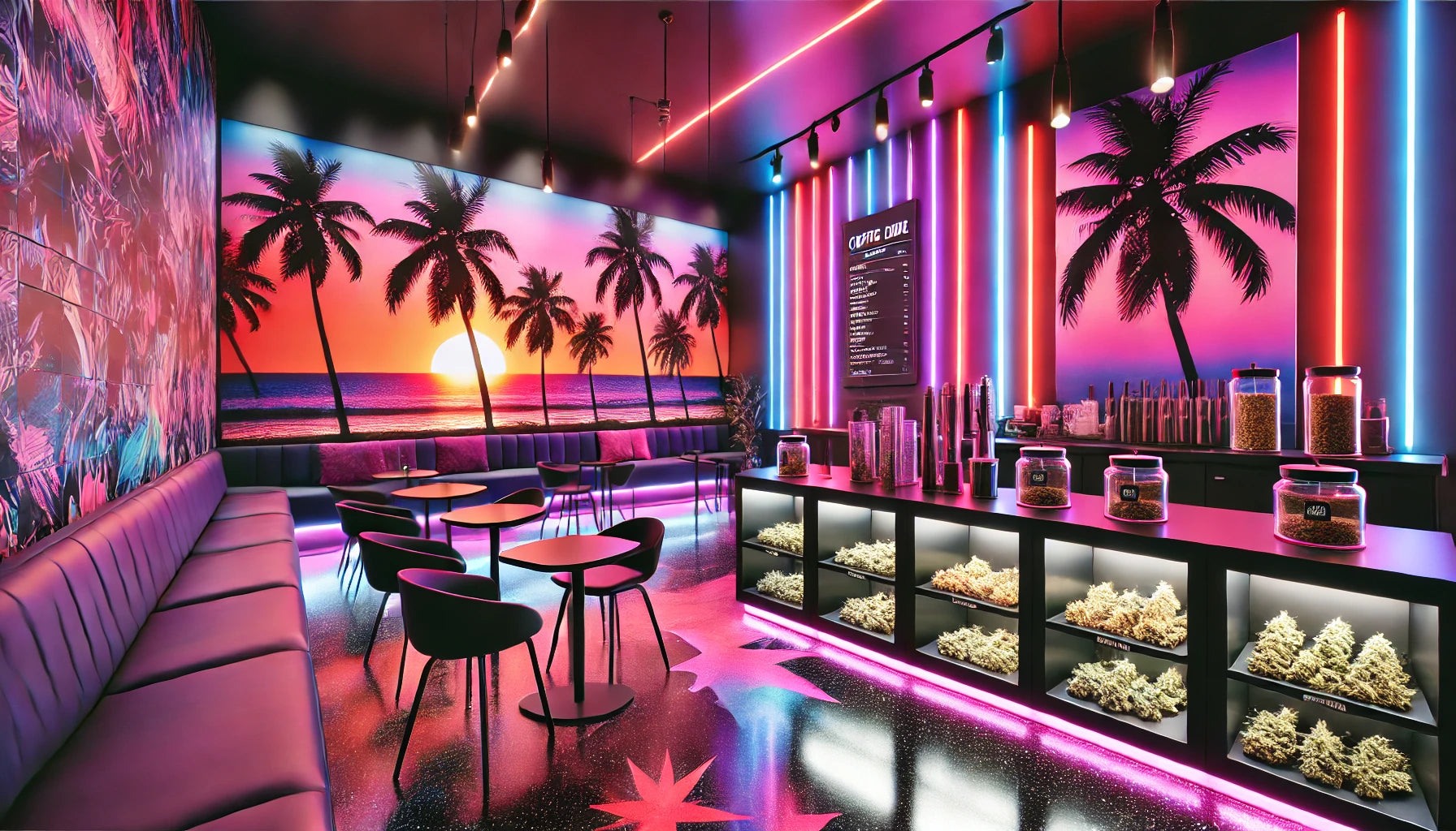 Neonbeleuchteter Lemon Hemp Store in Hamburg